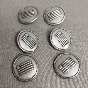 VTG Waterbury Set Of 6 Metal U.S. Airways Silver Tone American Flag Coat Buttons